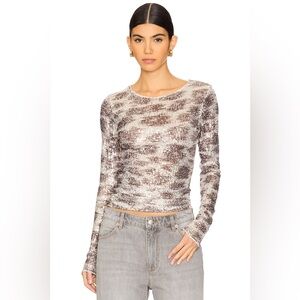 Free People x Intimately Printed Gold Rush Long Sleeve in Alabaster Combo